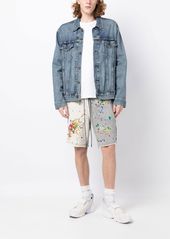 Mostly Heard Rarely Seen panelled paint-embroidered shorts