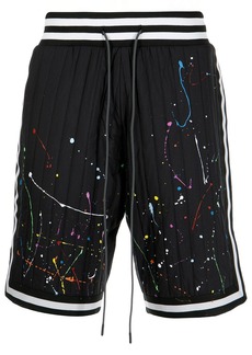 Mostly Heard Rarely Seen quilted paint-splatter shorts