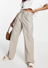 Motel high waisted wide leg pants in check - part of a set