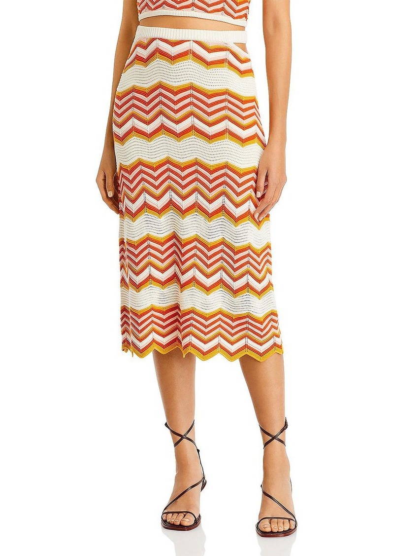 Mother Denim Cut It Out Womens Ribbed A-Line Midi Skirt