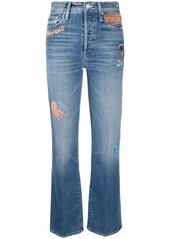 Mother Denim embroidered straight-leg jeans