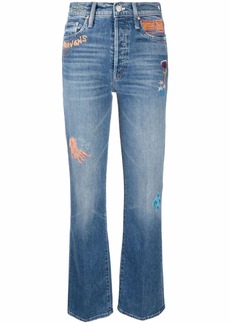 Mother Denim embroidered straight-leg jeans