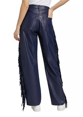 Mother Denim Fringe Half Pipe Sneak Faux Leather Pants