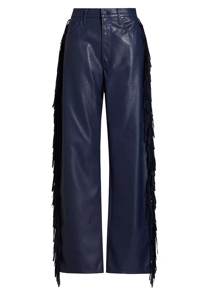 Mother Denim Fringe Half Pipe Sneak Faux Leather Pants