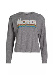 Mother Denim Logo Slouchy Long-Sleeve Cut-Off T-Shirt