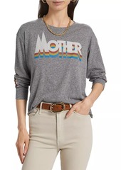 Mother Denim Logo Slouchy Long-Sleeve Cut-Off T-Shirt