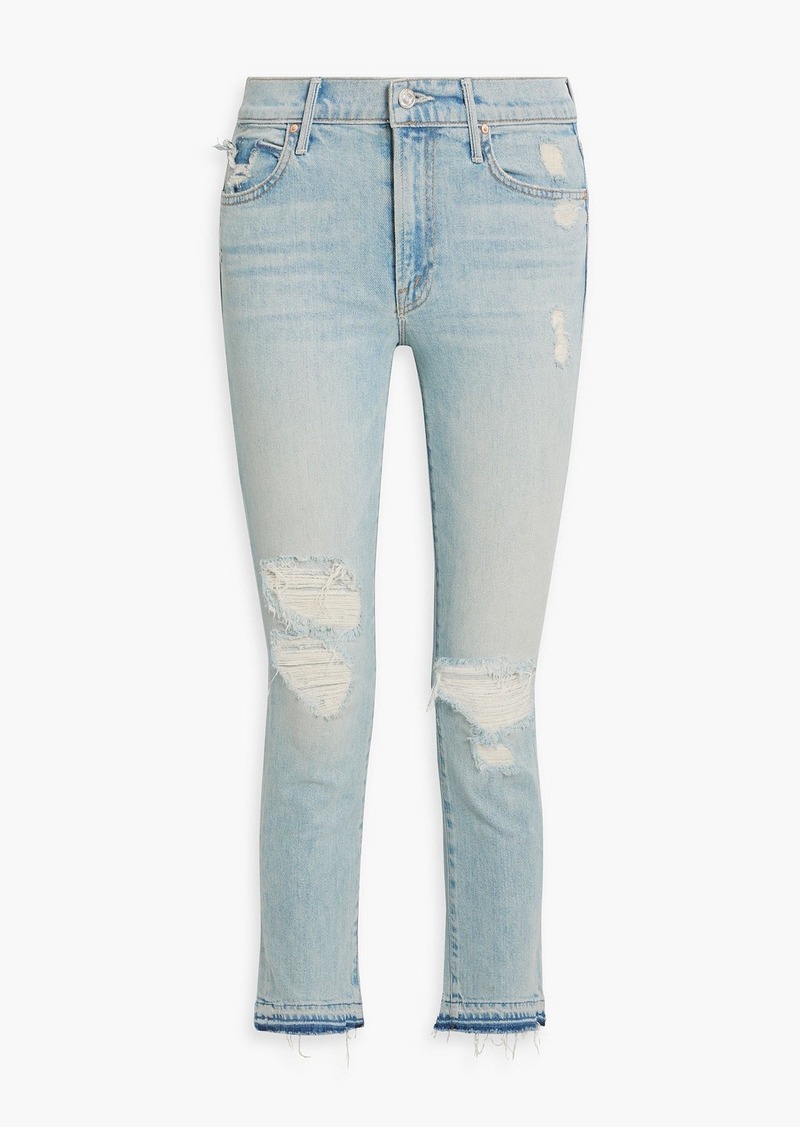 Mother Denim Mother - The Rascal Ankle Undone distressed mid-rise slim-leg jeans - Blue - 30