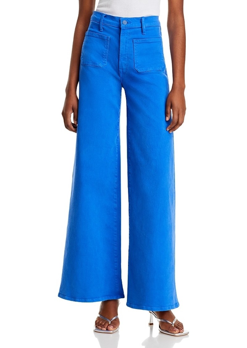 Mother Denim Mother High Rise Patch Pocket Wide Leg Jeans in Snorkel Blue