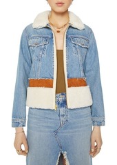 Mother Denim MOTHER The Cut and Paste Patchwork Faux Shearling Denim Jacket