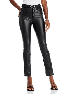 Mother Denim Mother The Dazzler High Rise Faux Leather Straight Leg Jeans in Black
