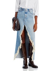 Mother Denim Mother The Ditcher Split Denim Maxi Skirt