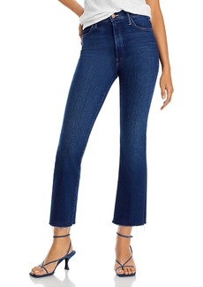 Mother Denim Mother The Hustler High Rise Frayed Flare Leg Ankle Jeans in Home Movie