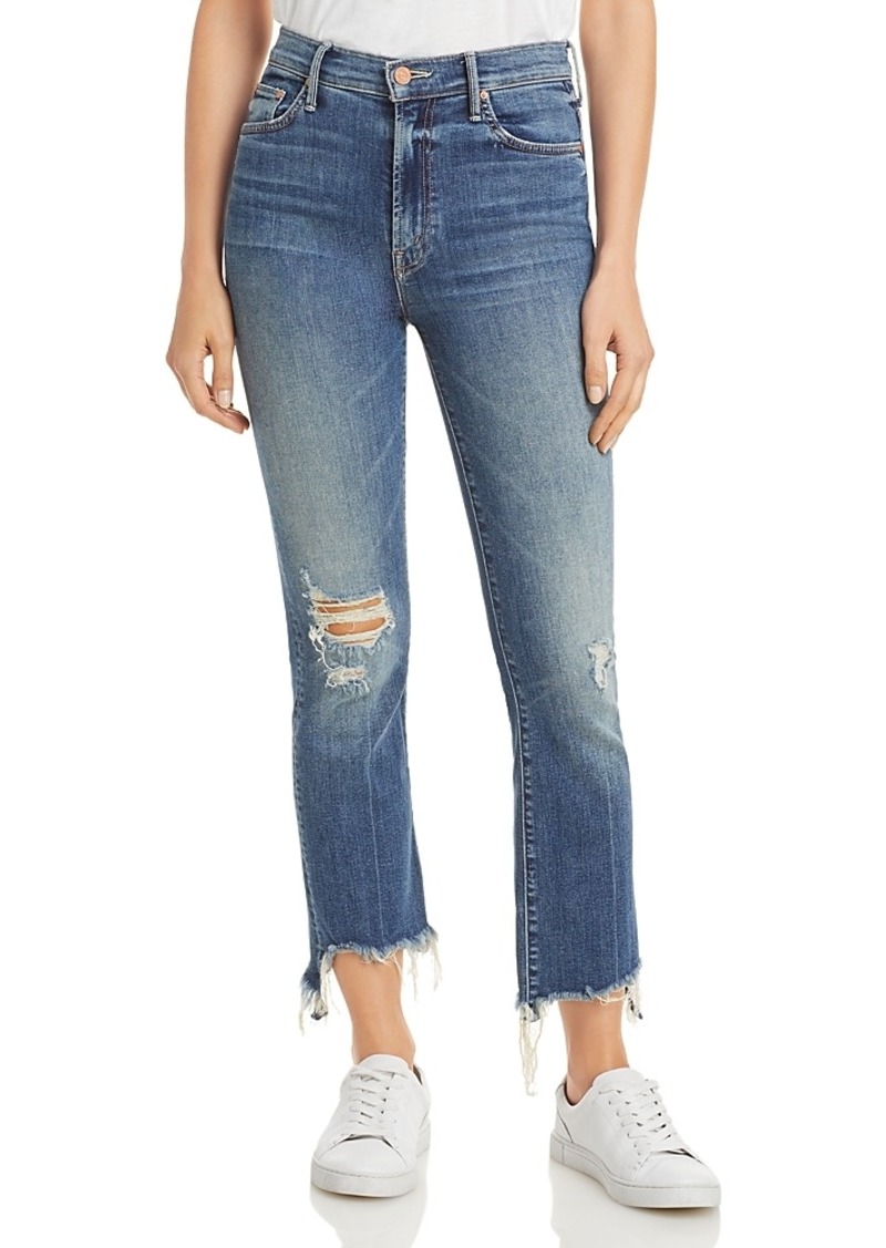 Mother Denim Mother The Insider High Rise Crop Step Fray Bootcut Jeans in Dancing On Coals