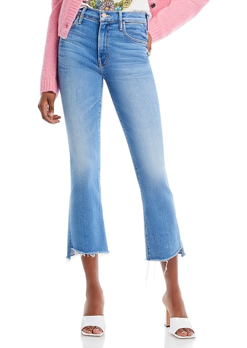 Mother Denim Mother The Insider High Rise Crop Step Fray Bootcut Jeans in Out Of The Blue