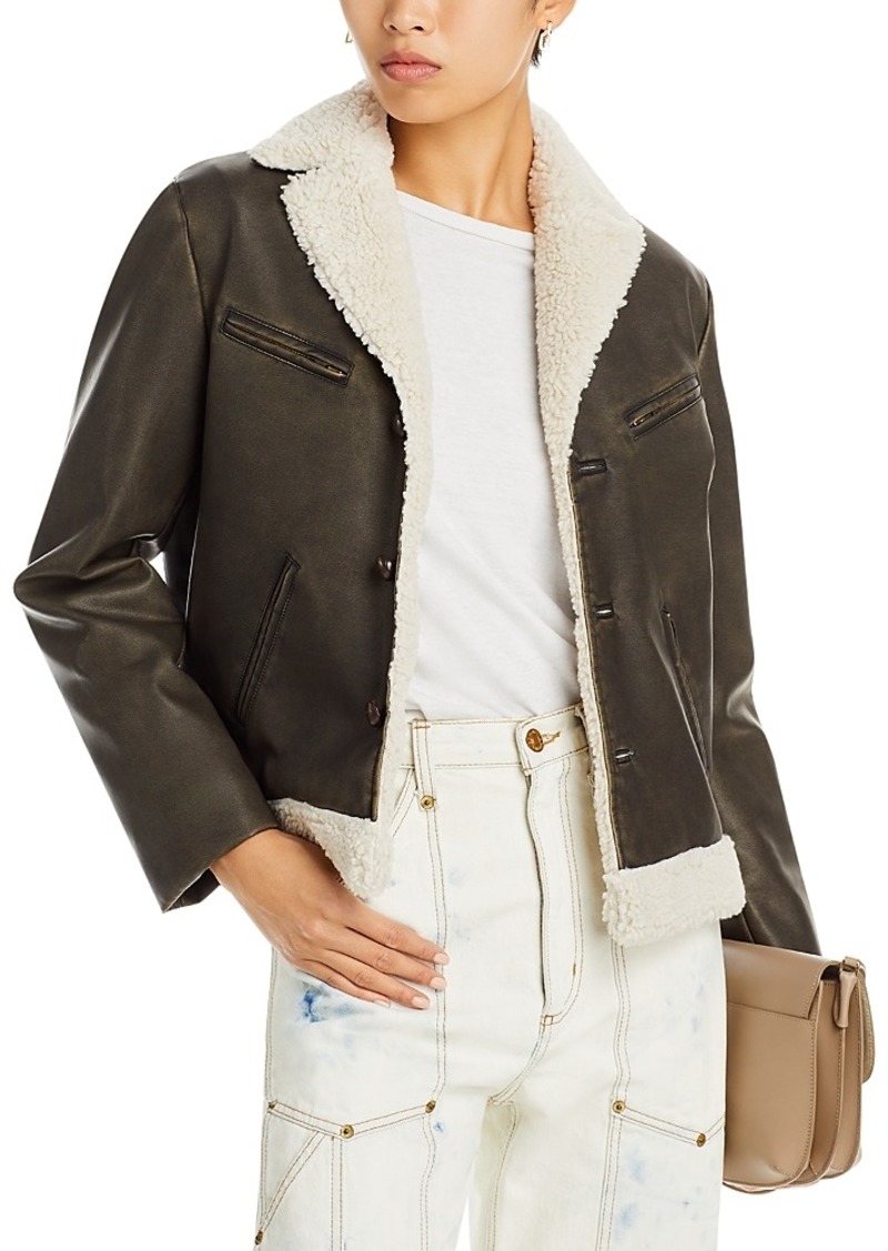 Mother Denim Mother The Mile High Faux Leather Faux Sherpa Jacket