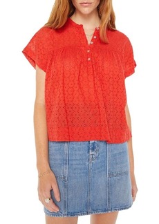 Mother Denim MOTHER The Pop Your Top Cotton Eyelet Top