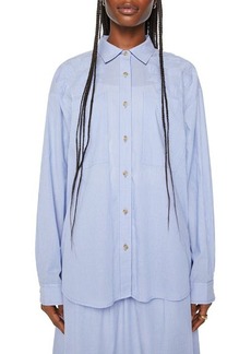 Mother Denim MOTHER The Roomie Stripe Oversize Cotton Button-Up Shirt