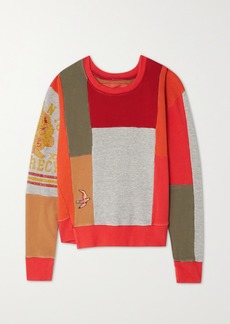 Mother Denim Net Sustain Carolyn Murphy The Pieced Step Embroidered Patchwork Cotton-jersey Sweatshirt