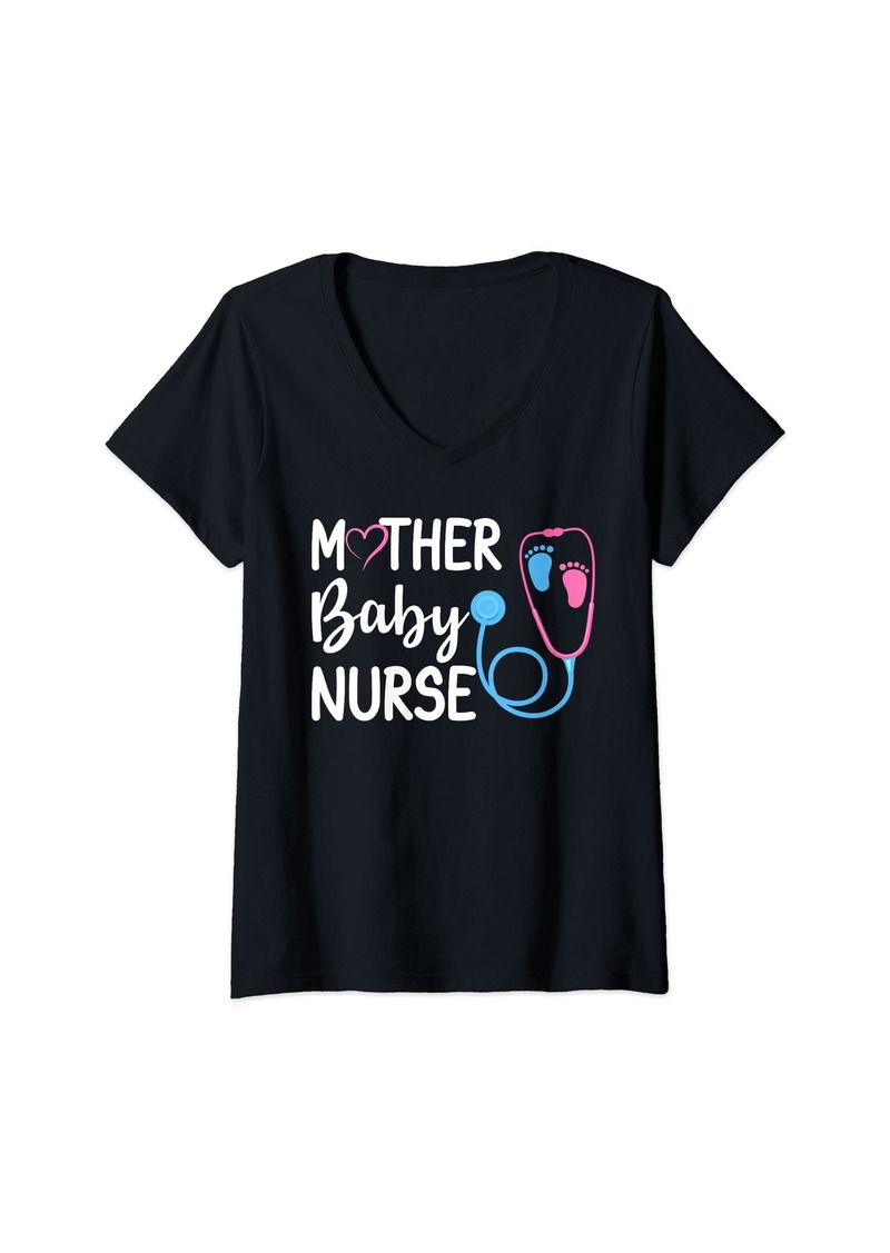 Mother Denim Postpartum Mother Baby Nurse Mom Baby Funny Nursing students V-Neck T-Shirt