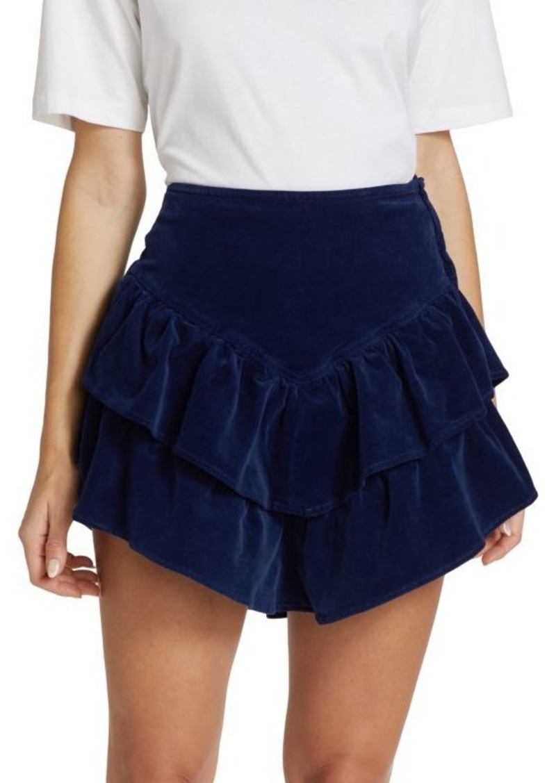Mother Denim Ruffled Corduroy Mini Skirt
