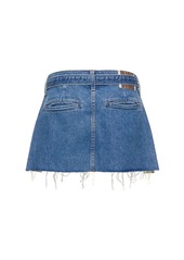 Mother Denim Snacks Pleated Denim Mini Skirt