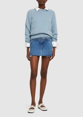 Mother Denim Snacks Pleated Denim Mini Skirt