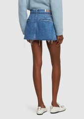 Mother Denim Snacks Pleated Denim Mini Skirt