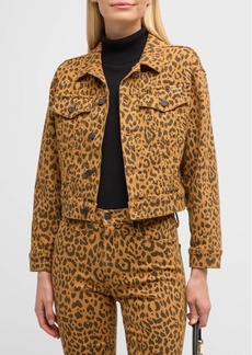 Mother Denim The Big Shorty Cheetah Denim Jacket
