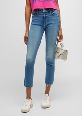 Mother Denim The Dazzler Ankle Fray Cropped Straight Jeans