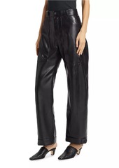 Mother Denim The Half Pipe Nerdy Faux Leather Barrel-Leg Pants