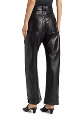 Mother Denim The Half Pipe Nerdy Faux Leather Barrel-Leg Pants