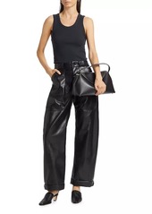 Mother Denim The Half Pipe Nerdy Faux Leather Barrel-Leg Pants