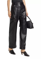 Mother Denim The Half Pipe Nerdy Faux Leather Barrel-Leg Pants