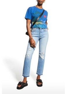 Mother Denim The High-Waisted Hiker Hover Jeans with Undone Hem