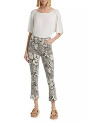 Mother Denim The Hustler Floral Flared Ankle Jeans