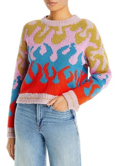 Mother Denim The Jumper Womens Knit Flame Print Pullover Sweater