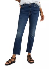 Mother Denim The Outsider Mid-Rise Frayed Ankle Jeans