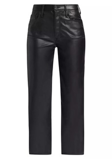 Mother Denim The Rambler Faux Leather High-Rise Straight-Leg Ankle Pant