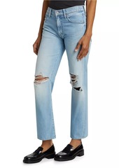 Mother Denim The Rambler Flood Mid-Rise Distressed Jeans