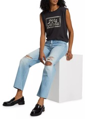 Mother Denim The Rambler Flood Mid-Rise Distressed Jeans