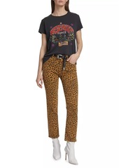 Mother Denim The Rider Leopard Mid-Rise Crop Jeans
