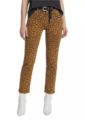 Mother Denim The Rider Leopard Mid-Rise Crop Jeans