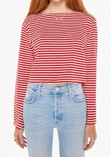Mother Denim The Skipper Bell Long Sleeve Tee In Red/nat