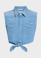 Mother Denim The Sleeveless Knotted Exes Denim Top