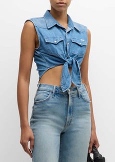 Mother Denim The Sleeveless Knotted Exes Denim Top