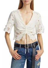 Mother Denim The Social Butterfly Embroidered Cotton Top