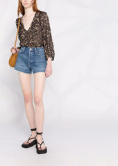 Mother Denim The Tomcat frayed denim shorts