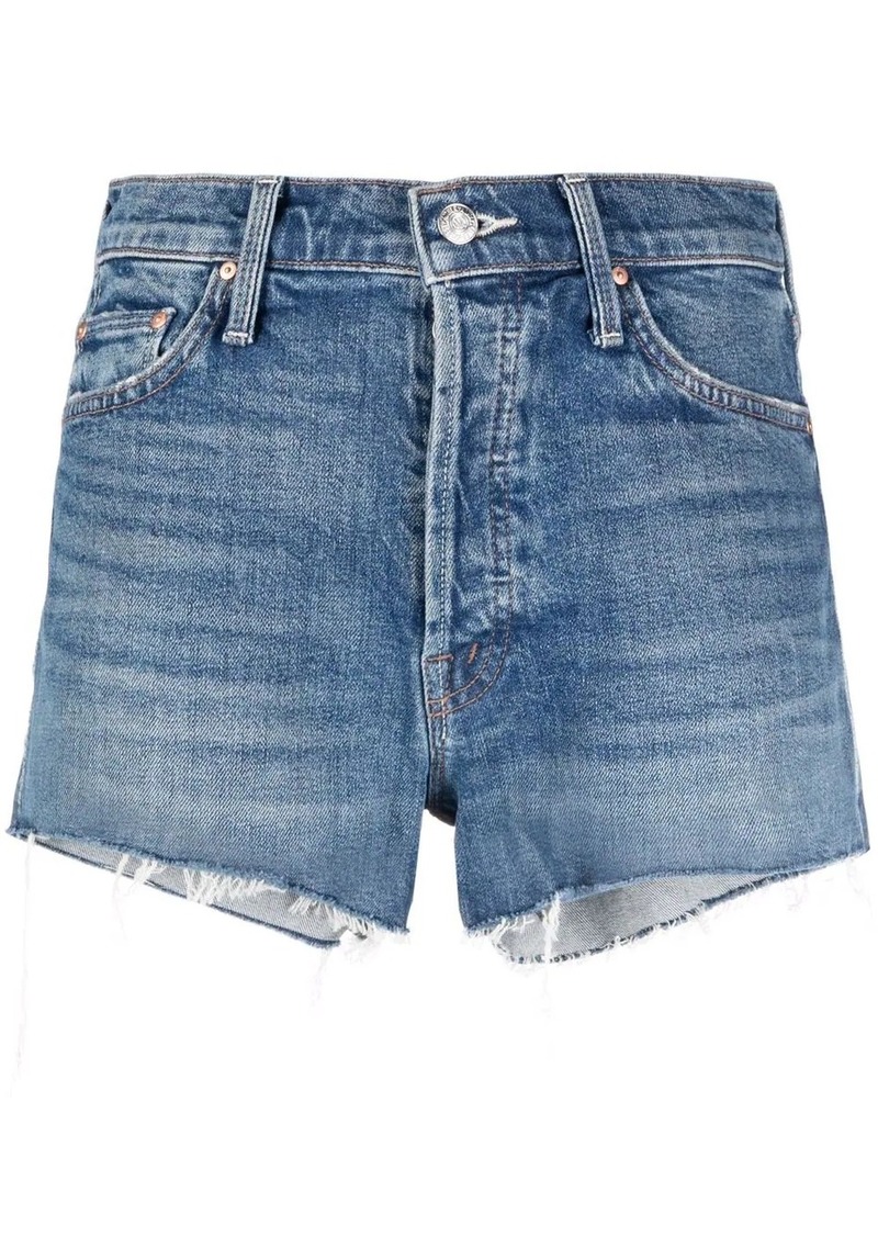 Mother Denim The Tomcat frayed denim shorts