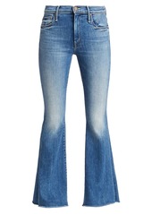 Mother Denim The Weekender High-Rise Frayed Hem Stretch Flare Jeans