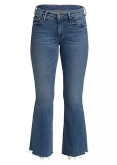 Mother Denim The Weekender High-Rise Frayed Hem Stretch Flare Jeans